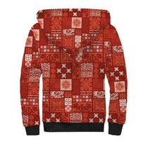 Vintage Hawaiian Quilting Patterns Sherpa Hoodie Red Style Tribal Fabric Patchwork - Polynesian Pride