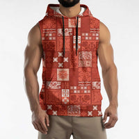 Vintage Hawaiian Quilting Patterns Sleeveless Hoodie Red Style Tribal Fabric Patchwork - Polynesian Pride