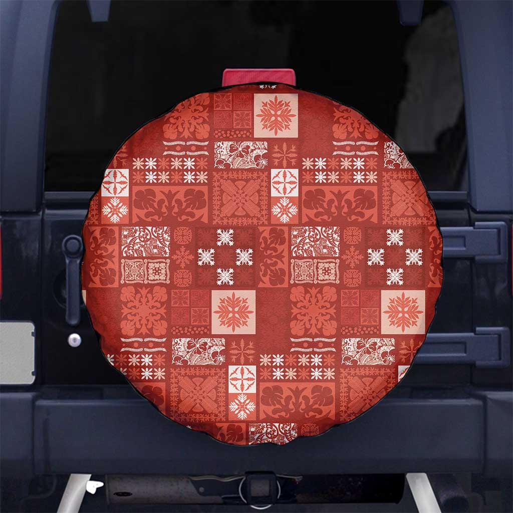 Vintage Hawaiian Quilting Patterns Spare Tire Cover Red Style Tribal Fabric Patchwork - Polynesian Pride