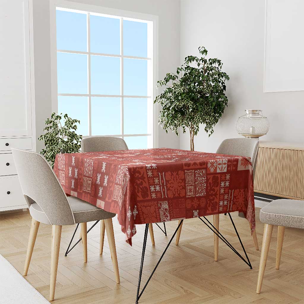 Vintage Hawaiian Quilting Patterns Tablecloth Red Style Tribal Fabric Patchwork - Polynesian Pride