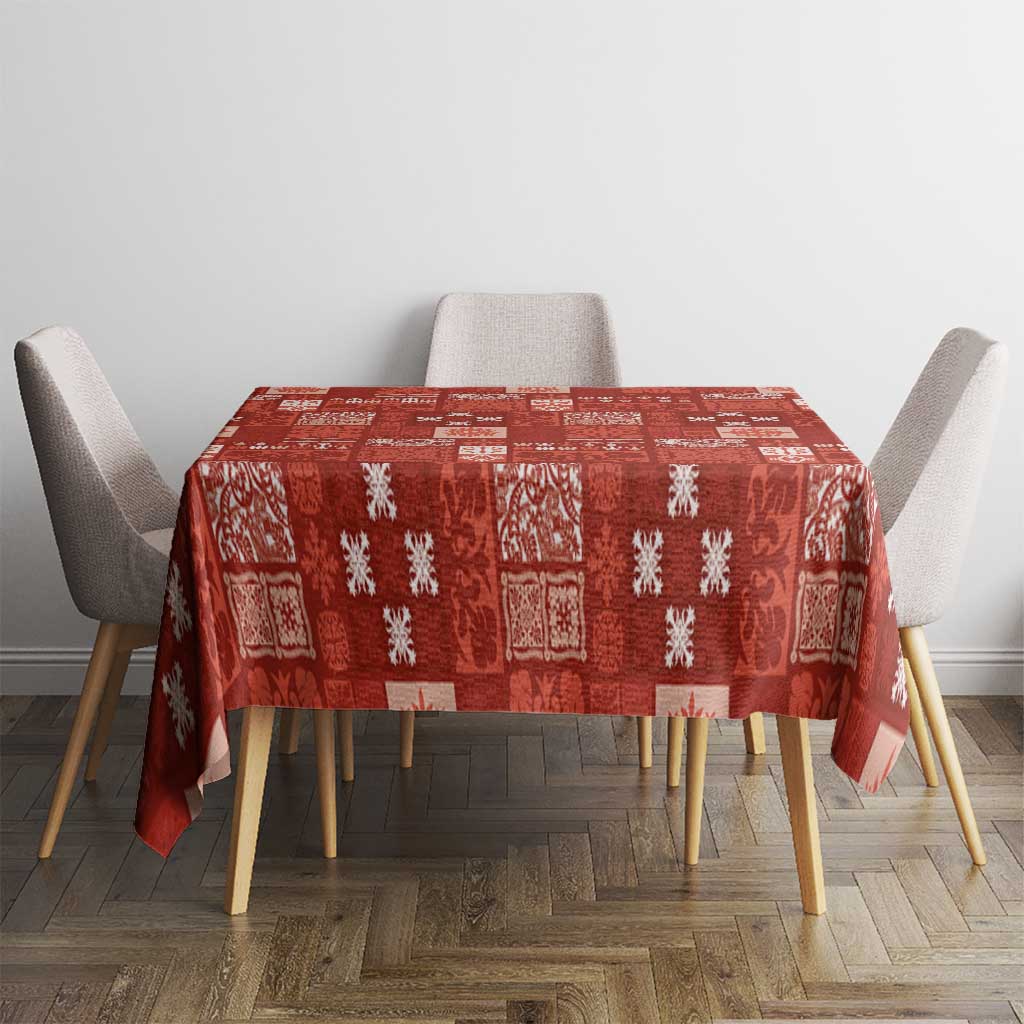 Vintage Hawaiian Quilting Patterns Tablecloth Red Style Tribal Fabric Patchwork - Polynesian Pride