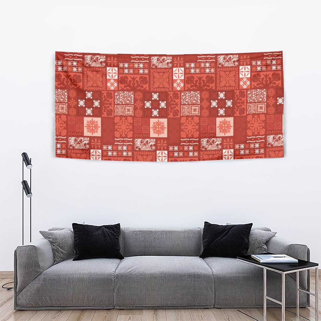 Vintage Hawaiian Quilting Patterns Tapestry Red Style Tribal Fabric Patchwork - Polynesian Pride