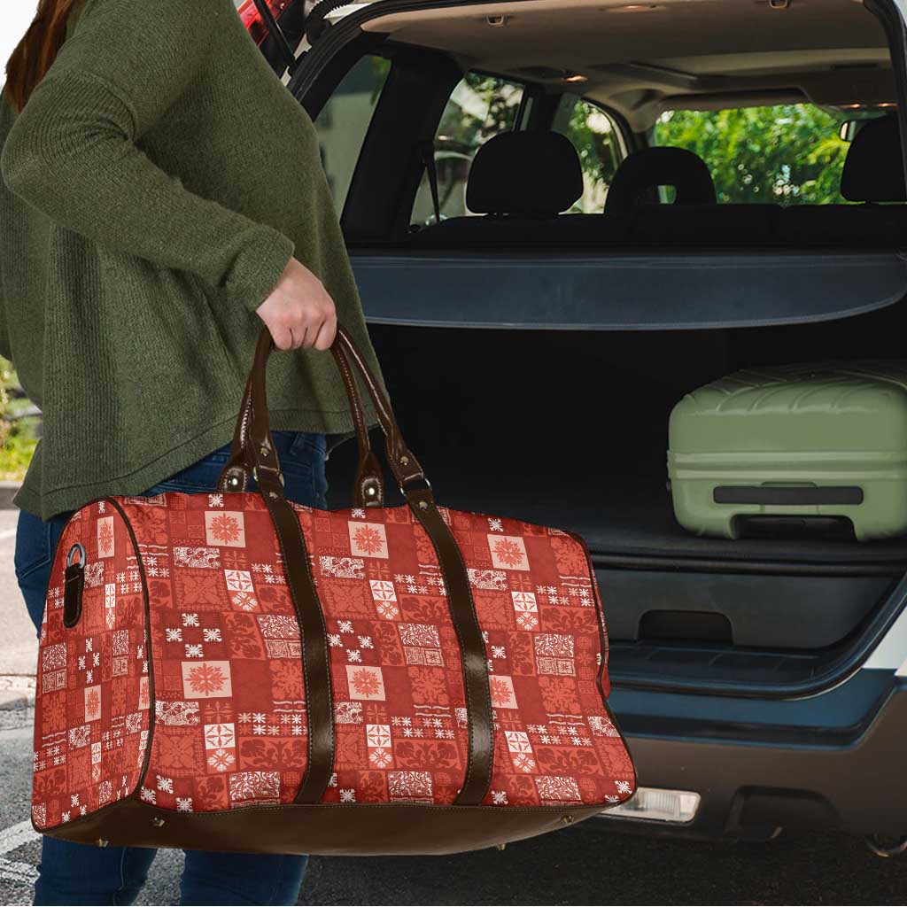 Vintage Hawaiian Quilting Patterns Travel Bag Red Style Tribal Fabric Patchwork - Polynesian Pride