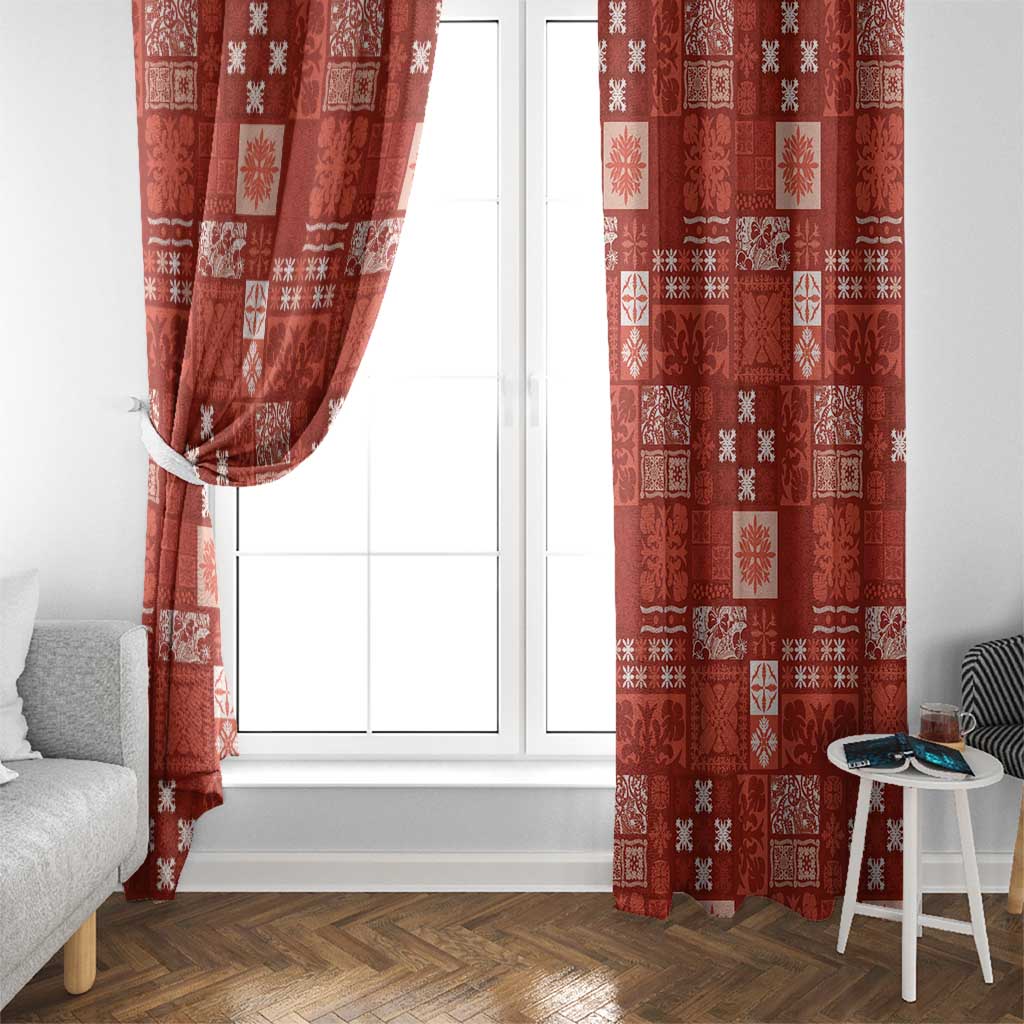 Vintage Hawaiian Quilting Patterns Window Curtain Red Style Tribal Fabric Patchwork - Polynesian Pride