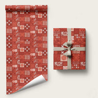 Vintage Hawaiian Quilting Patterns Wrapping Paper Red Style Tribal Fabric Patchwork - Polynesian Pride