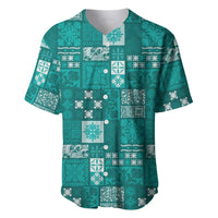 Vintage Hawaiian Quilting Patterns Baseball Jersey Turquoise Style Tribal Fabric Patchwork - Polynesian Pride