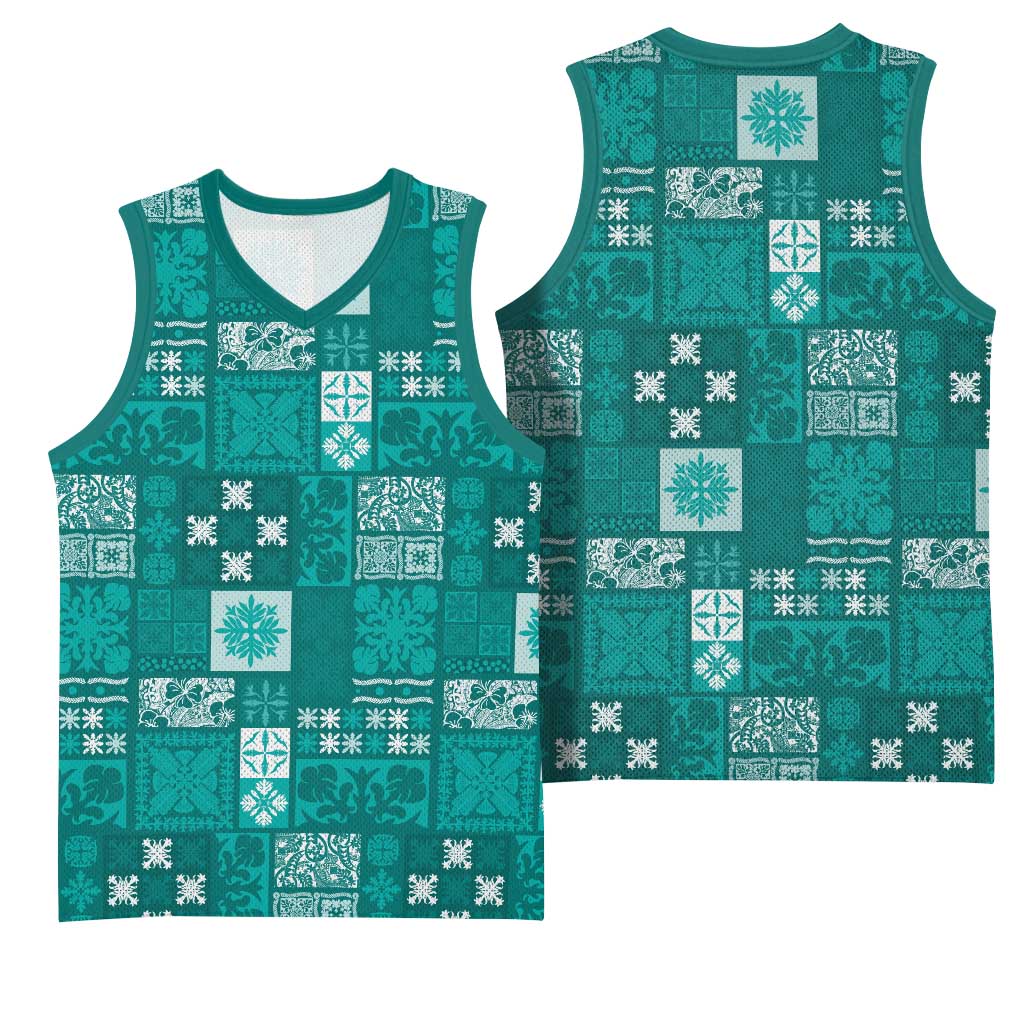 Vintage Hawaiian Quilting Patterns Basketball Jersey Turquoise Style Tribal Fabric Patchwork - Polynesian Pride