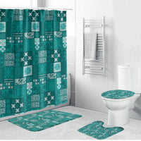 Vintage Hawaiian Quilting Patterns Bathroom Set Turquoise Style Tribal Fabric Patchwork - Polynesian Pride