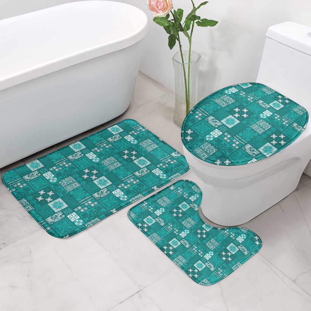 Vintage Hawaiian Quilting Patterns Bathroom Set Turquoise Style Tribal Fabric Patchwork - Polynesian Pride