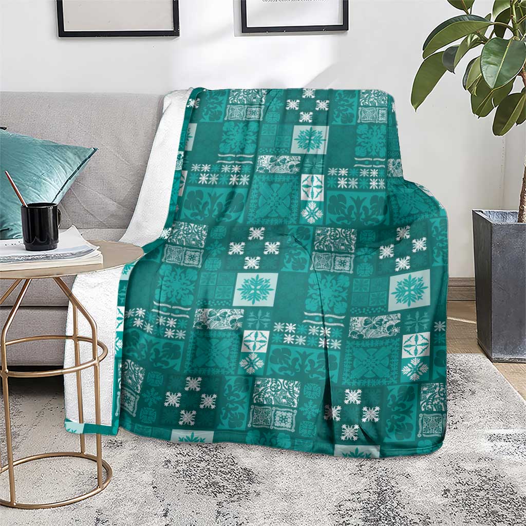 Vintage Hawaiian Quilting Patterns Blanket Turquoise Style Tribal Fabric Patchwork - Polynesian Pride