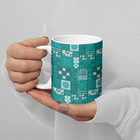 Vintage Hawaiian Quilting Patterns Ceramic Mug Turquoise Style Tribal Fabric Patchwork - Polynesian Pride
