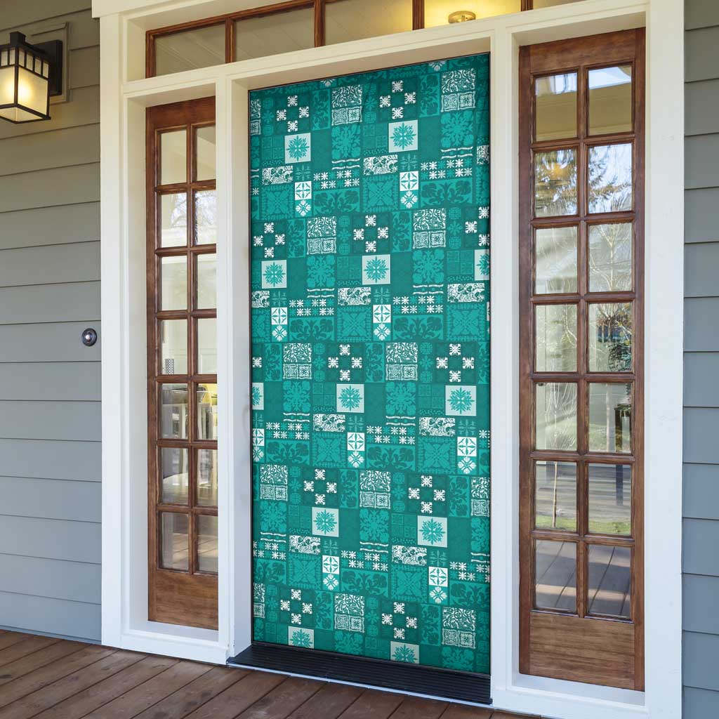 Vintage Hawaiian Quilting Patterns Door Cover Turquoise Style Tribal Fabric Patchwork - Polynesian Pride