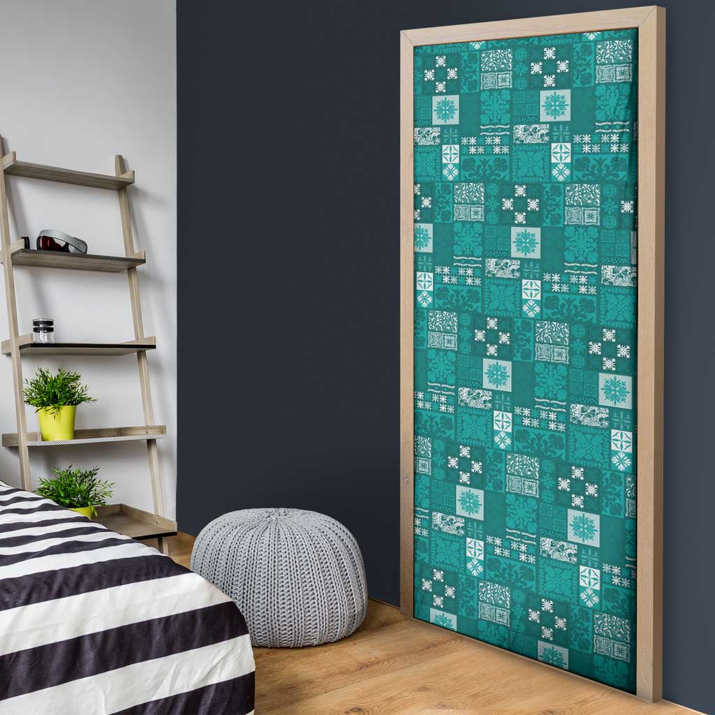 Vintage Hawaiian Quilting Patterns Door Cover Turquoise Style Tribal Fabric Patchwork - Polynesian Pride