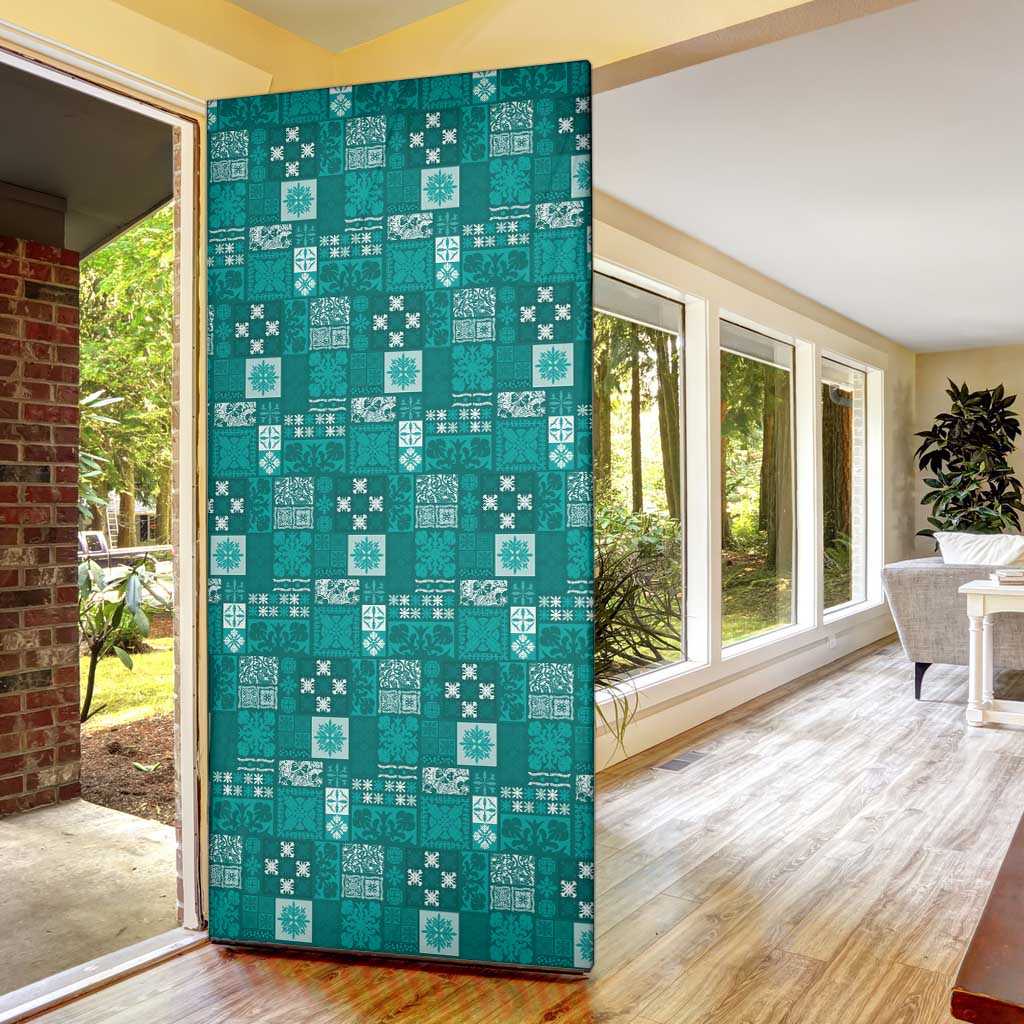 Vintage Hawaiian Quilting Patterns Door Cover Turquoise Style Tribal Fabric Patchwork - Polynesian Pride