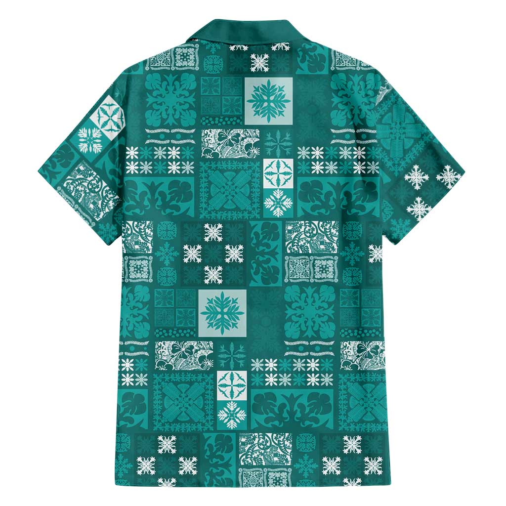 Vintage Hawaiian Quilting Patterns Hawaiian Shirt Turquoise Style Tribal Fabric Patchwork - Polynesian Pride