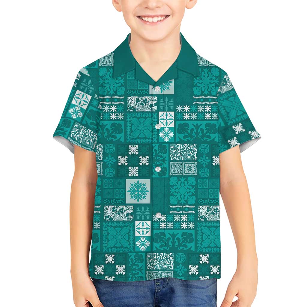 Vintage Hawaiian Quilting Patterns Hawaiian Shirt Turquoise Style Tribal Fabric Patchwork - Polynesian Pride