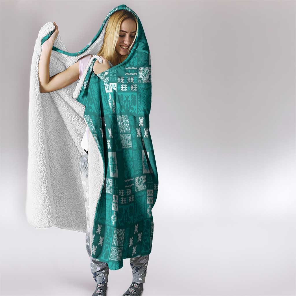 Vintage Hawaiian Quilting Patterns Hooded Blanket Turquoise Style Tribal Fabric Patchwork - Polynesian Pride