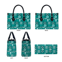Vintage Hawaiian Quilting Patterns Leather Bag Turquoise Style Tribal Fabric Patchwork - Polynesian Pride