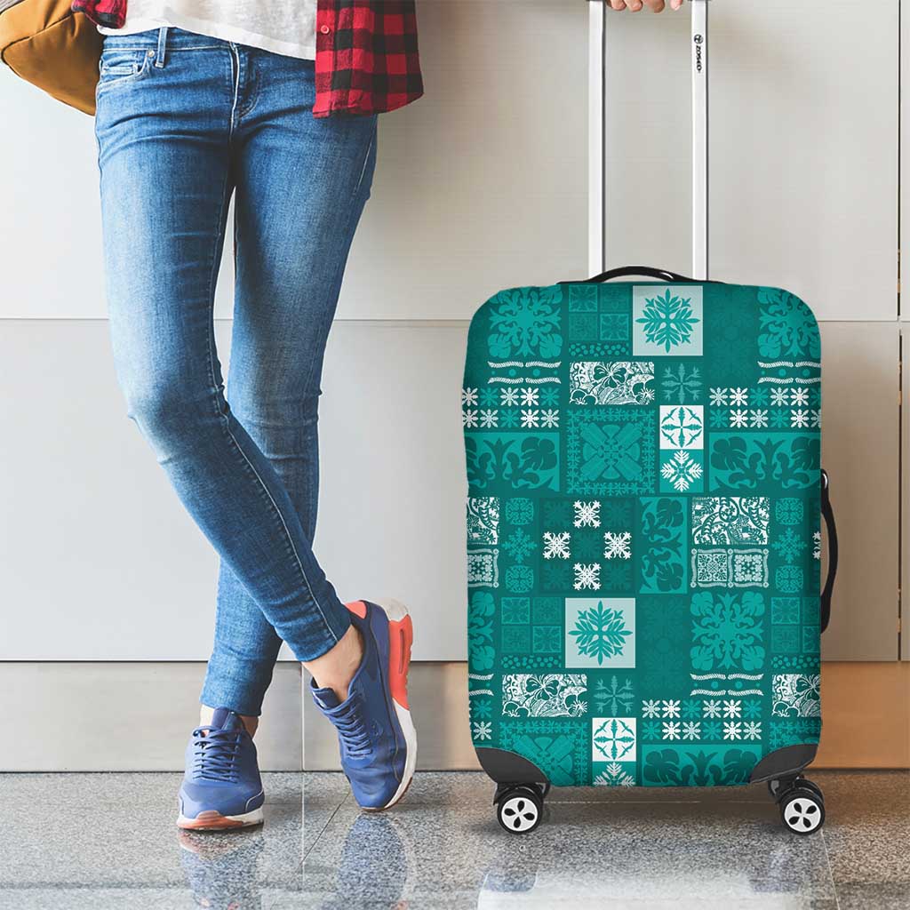 Vintage Hawaiian Quilting Patterns Luggage Cover Turquoise Style Tribal Fabric Patchwork - Polynesian Pride