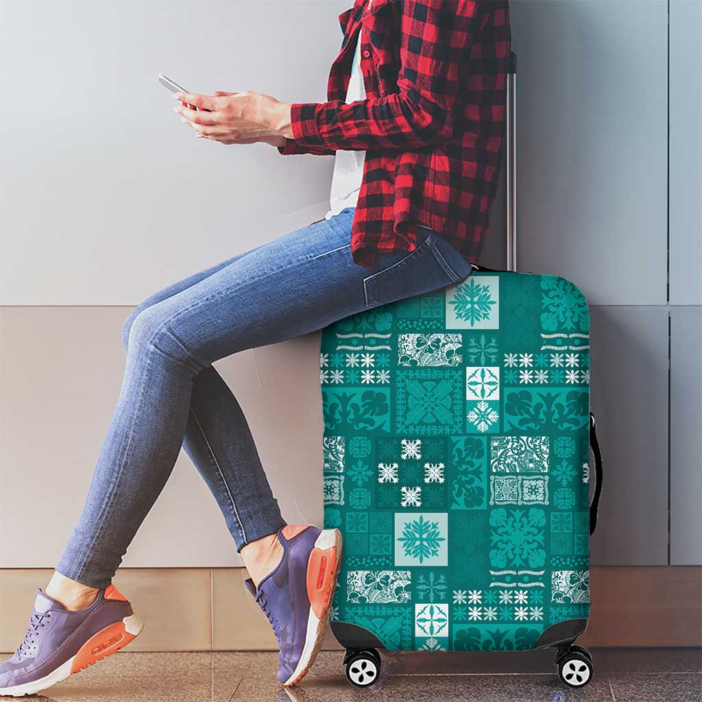 Vintage Hawaiian Quilting Patterns Luggage Cover Turquoise Style Tribal Fabric Patchwork - Polynesian Pride