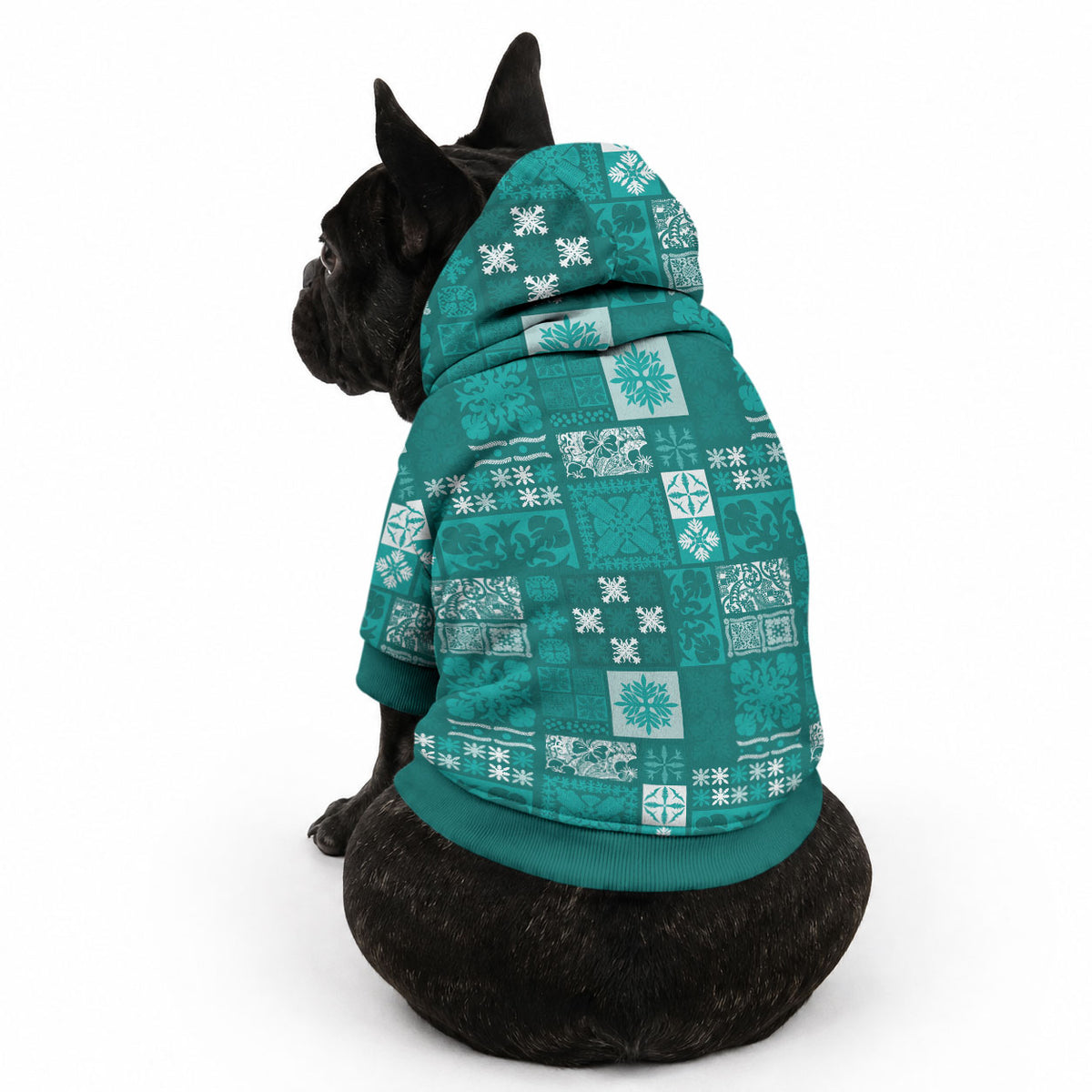 Vintage Hawaiian Quilting Patterns Pet Hoodie Turquoise Style Tribal Fabric Patchwork LT9 - Polynesian Pride