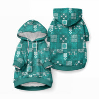 Vintage Hawaiian Quilting Patterns Pet Hoodie Turquoise Style Tribal Fabric Patchwork LT9 Pullover Turquoise - Polynesian Pride