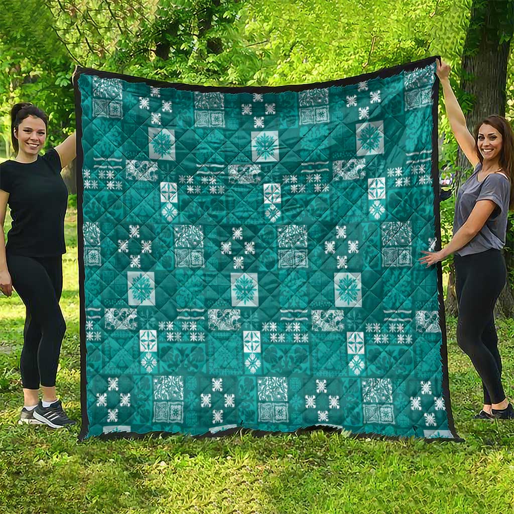 Vintage Hawaiian Quilting Patterns Quilt Turquoise Style Tribal Fabric Patchwork - Polynesian Pride