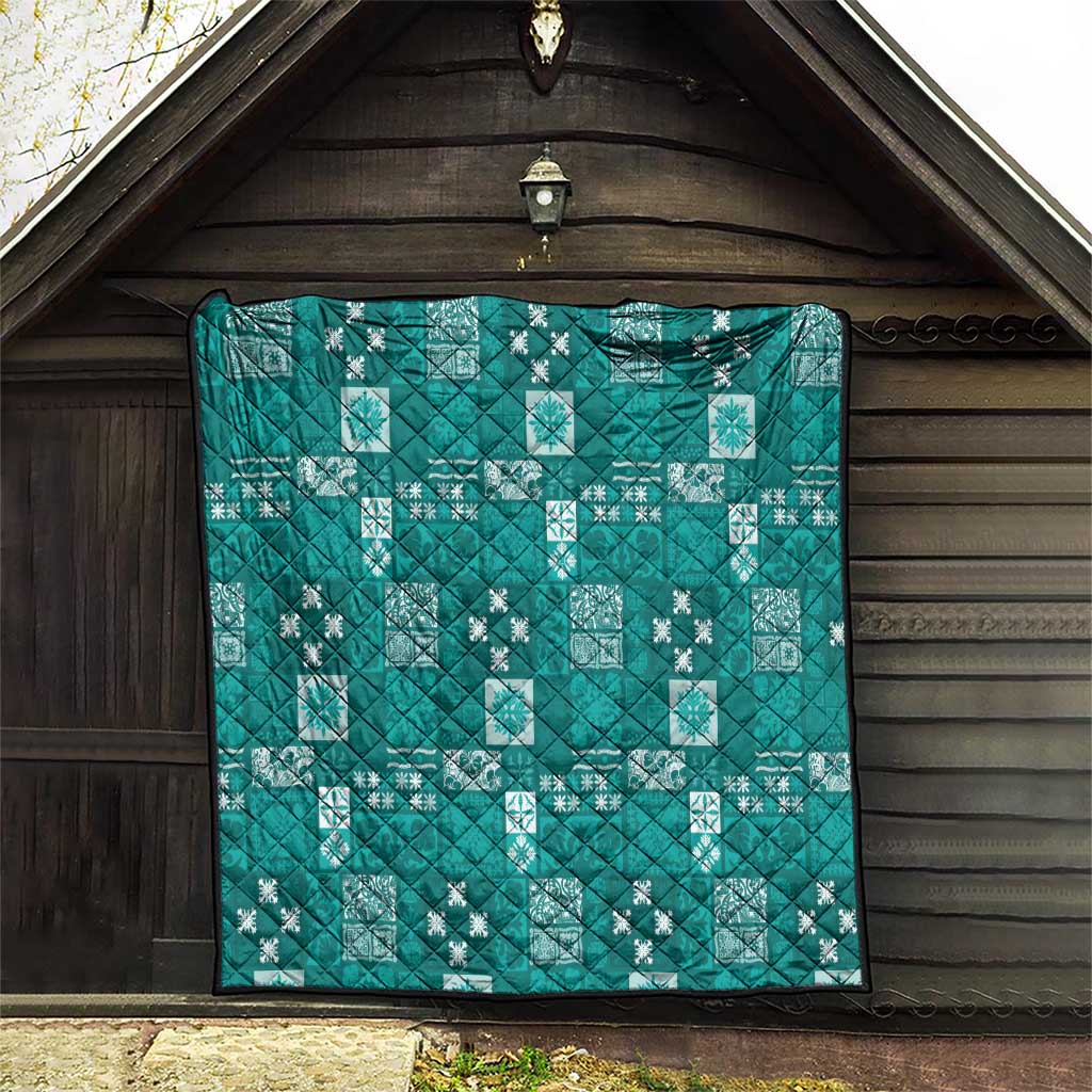 Vintage Hawaiian Quilting Patterns Quilt Turquoise Style Tribal Fabric Patchwork - Polynesian Pride