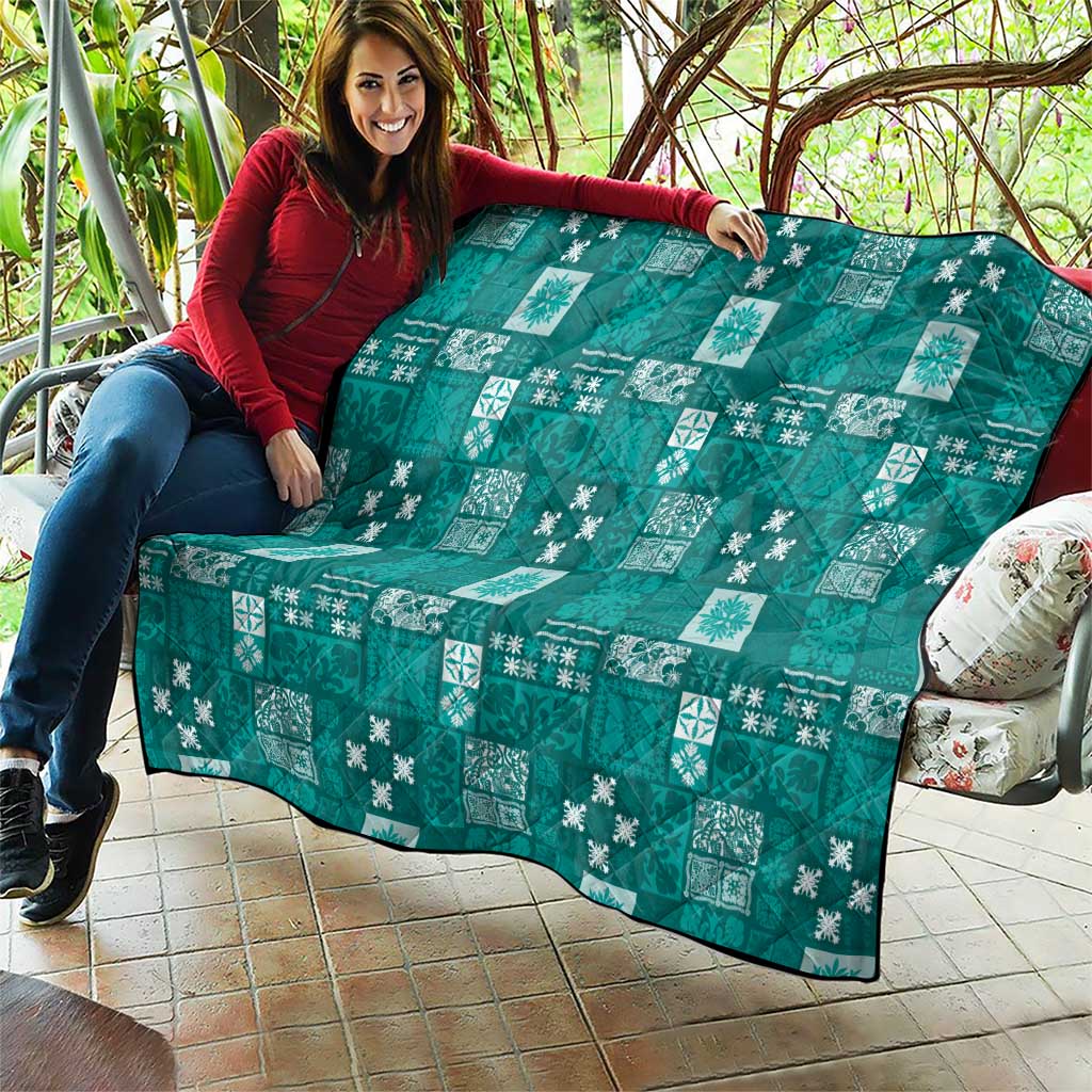 Vintage Hawaiian Quilting Patterns Quilt Turquoise Style Tribal Fabric Patchwork - Polynesian Pride