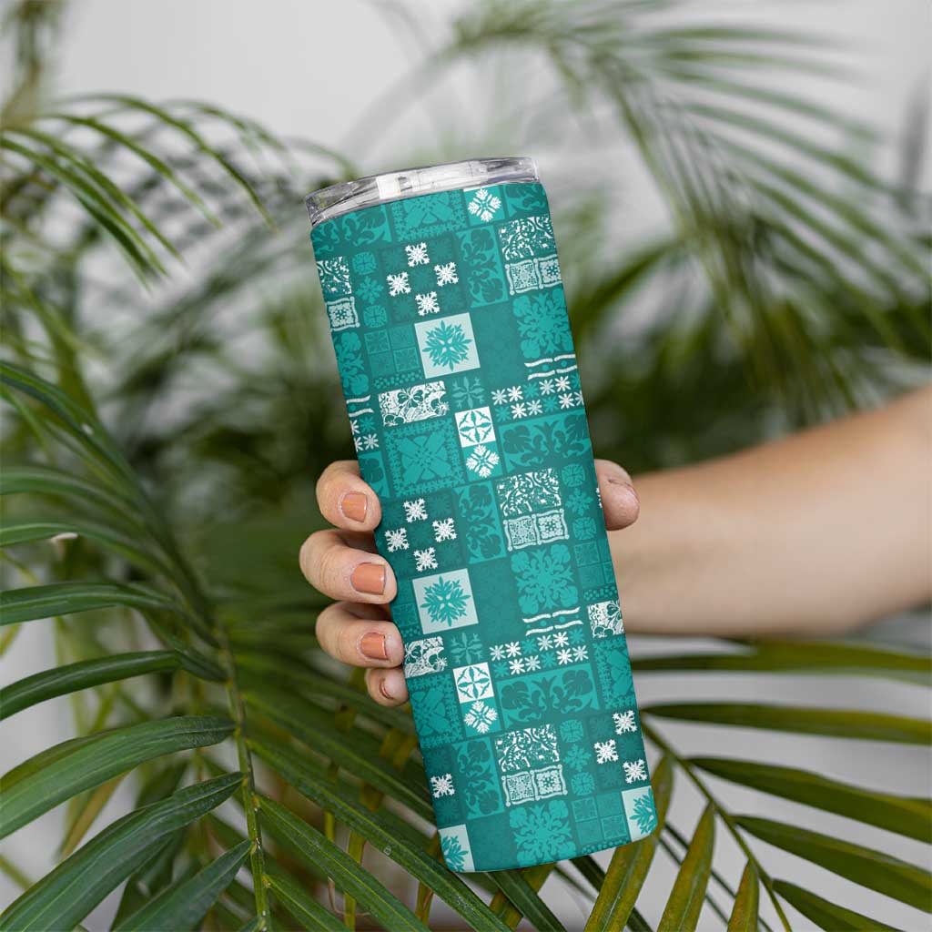 Vintage Hawaiian Quilting Patterns Skinny Tumbler Turquoise Style Tribal Fabric Patchwork - Polynesian Pride