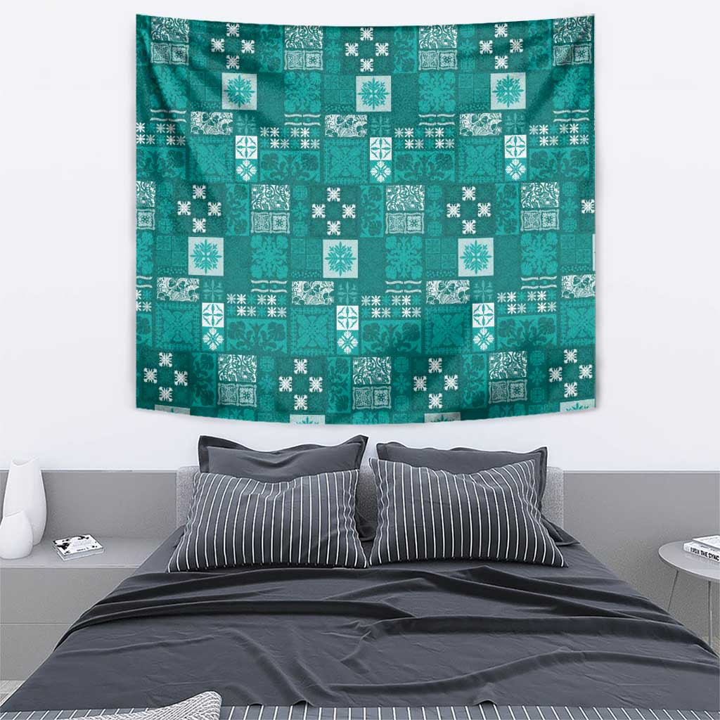 Vintage Hawaiian Quilting Patterns Tapestry Turquoise Style Tribal Fabric Patchwork - Polynesian Pride