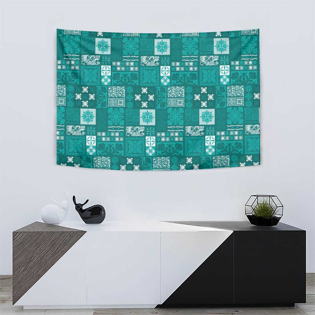 Vintage Hawaiian Quilting Patterns Tapestry Turquoise Style Tribal Fabric Patchwork - Polynesian Pride