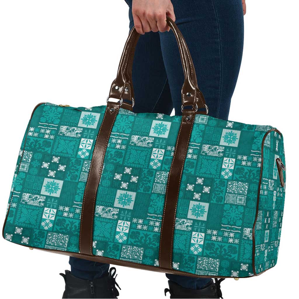 Vintage Hawaiian Quilting Patterns Travel Bag Turquoise Style Tribal Fabric Patchwork - Polynesian Pride