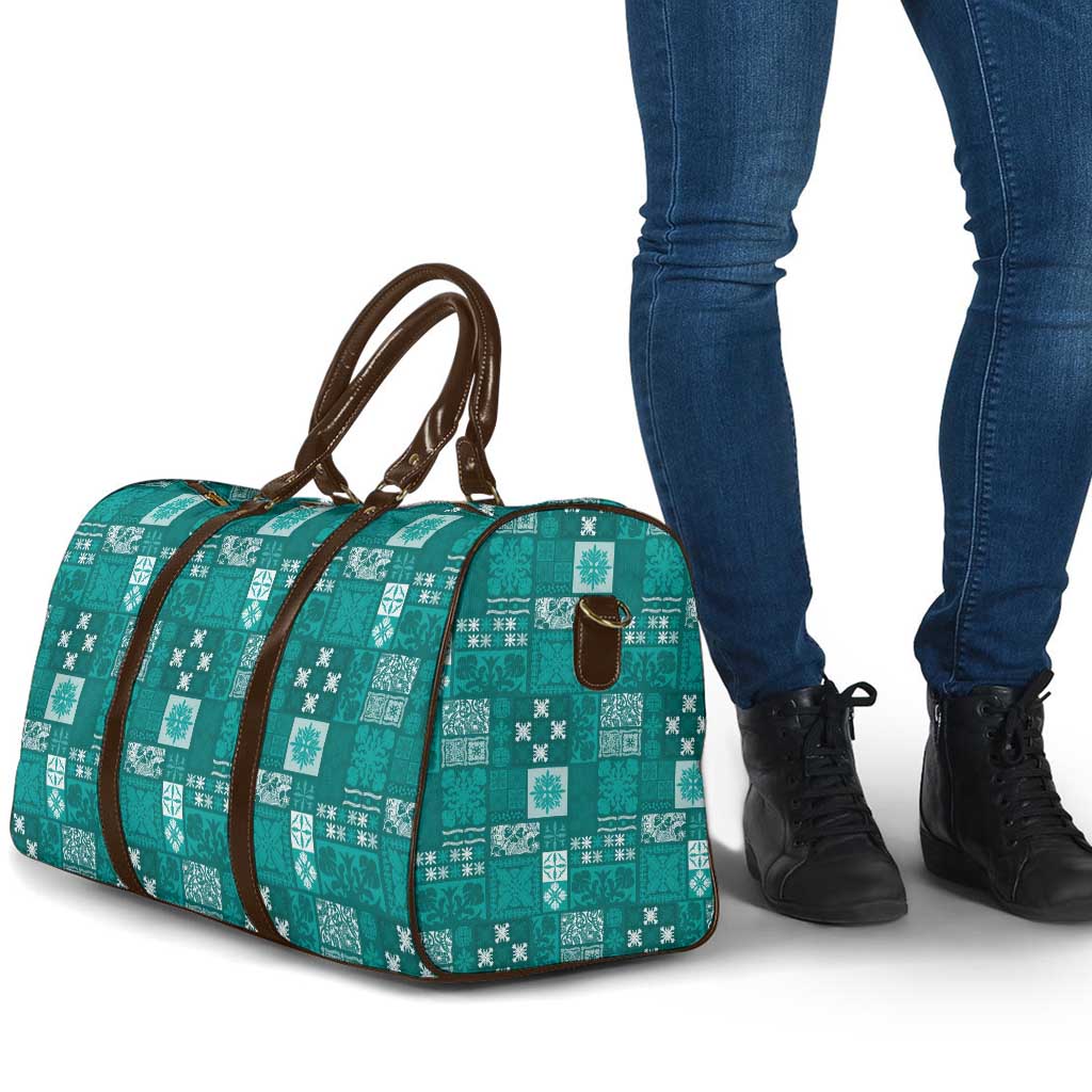 Vintage Hawaiian Quilting Patterns Travel Bag Turquoise Style Tribal Fabric Patchwork - Polynesian Pride