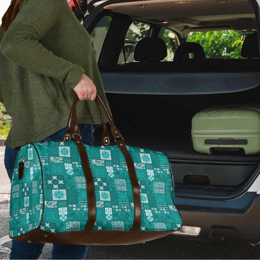 Vintage Hawaiian Quilting Patterns Travel Bag Turquoise Style Tribal Fabric Patchwork - Polynesian Pride