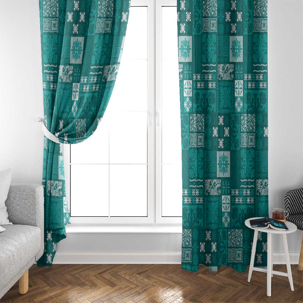 Vintage Hawaiian Quilting Patterns Window Curtain Turquoise Style Tribal Fabric Patchwork - Polynesian Pride
