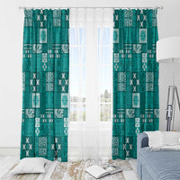Vintage Hawaiian Quilting Patterns Window Curtain Turquoise Style Tribal Fabric Patchwork - Polynesian Pride