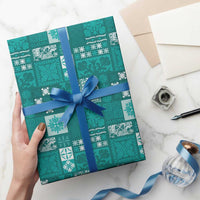 Vintage Hawaiian Quilting Patterns Wrapping Paper Turquoise Style Tribal Fabric Patchwork - Polynesian Pride