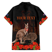 Kangaroo and Kiwi Bird ANZAC Day Custom Family Matching Off Shoulder Long Sleeve Dress and Hawaiian Shirt Soldier Style LT9 - Polynesian Pride