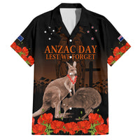 Kangaroo and Kiwi Bird ANZAC Day Custom Family Matching Puletasi and Hawaiian Shirt Soldier Style LT9 Dad's Shirt - Short Sleeve Black - Polynesian Pride