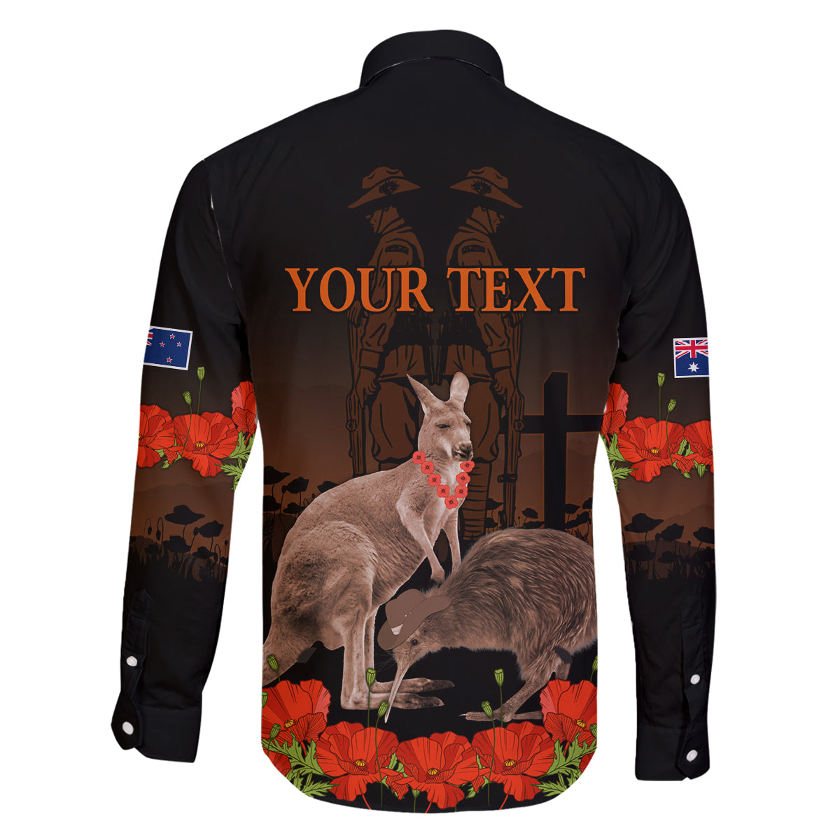 Kangaroo and Kiwi Bird ANZAC Day Custom Family Matching Puletasi and Hawaiian Shirt Soldier Style LT9 - Polynesian Pride