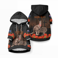 Kangaroo and Kiwi Bird ANZAC Day Custom Pet Hoodie Soldier Style LT9 Pullover Black - Polynesian Pride