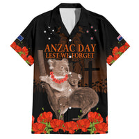Koala and Kiwi Bird ANZAC Day Custom Family Matching Off Shoulder Short Dress and Hawaiian Shirt Soldier Style LT9 Dad's Shirt - Short Sleeve Black - Polynesian Pride