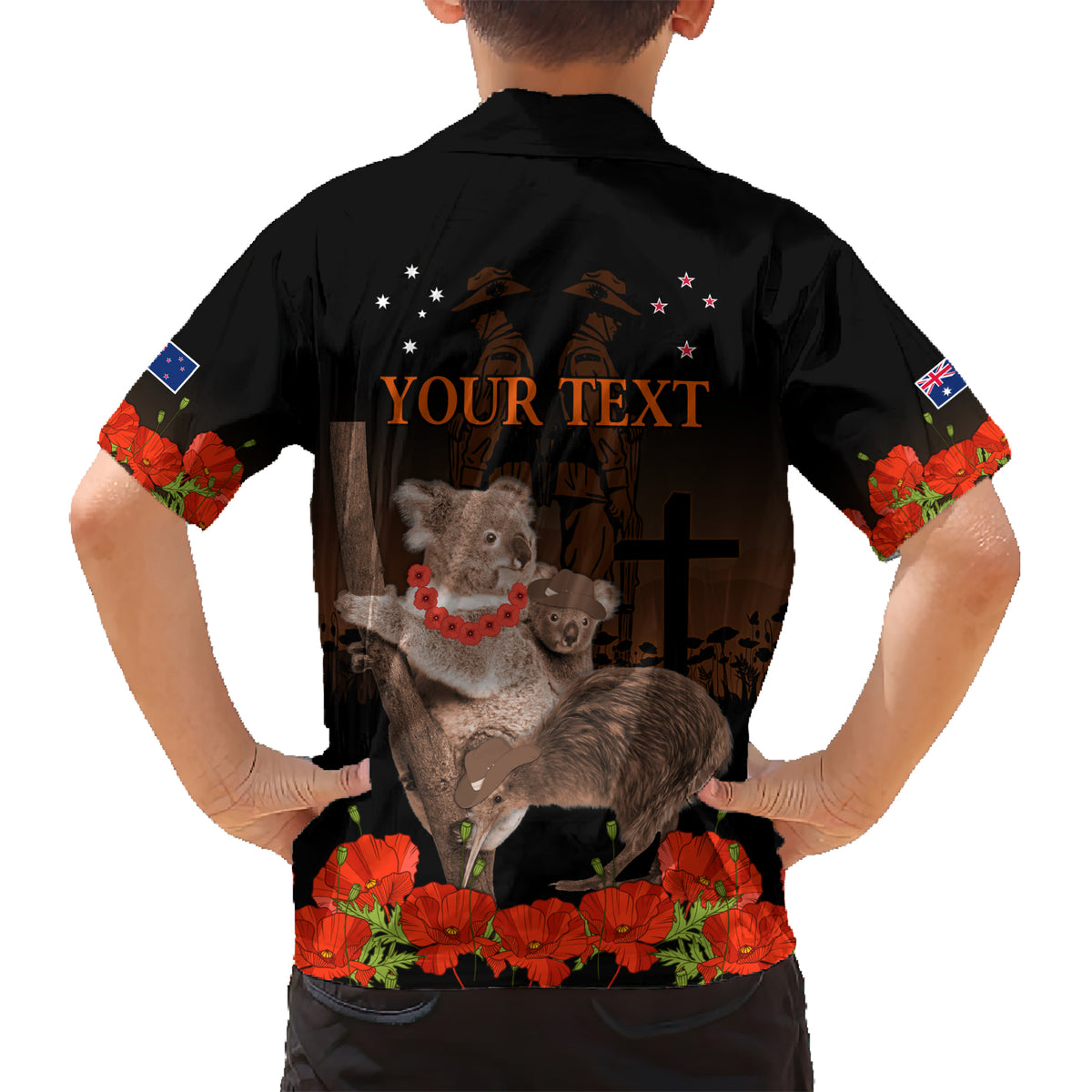 Koala and Kiwi Bird ANZAC Day Custom Kid Hawaiian Shirt Soldier Style LT9 - Polynesian Pride