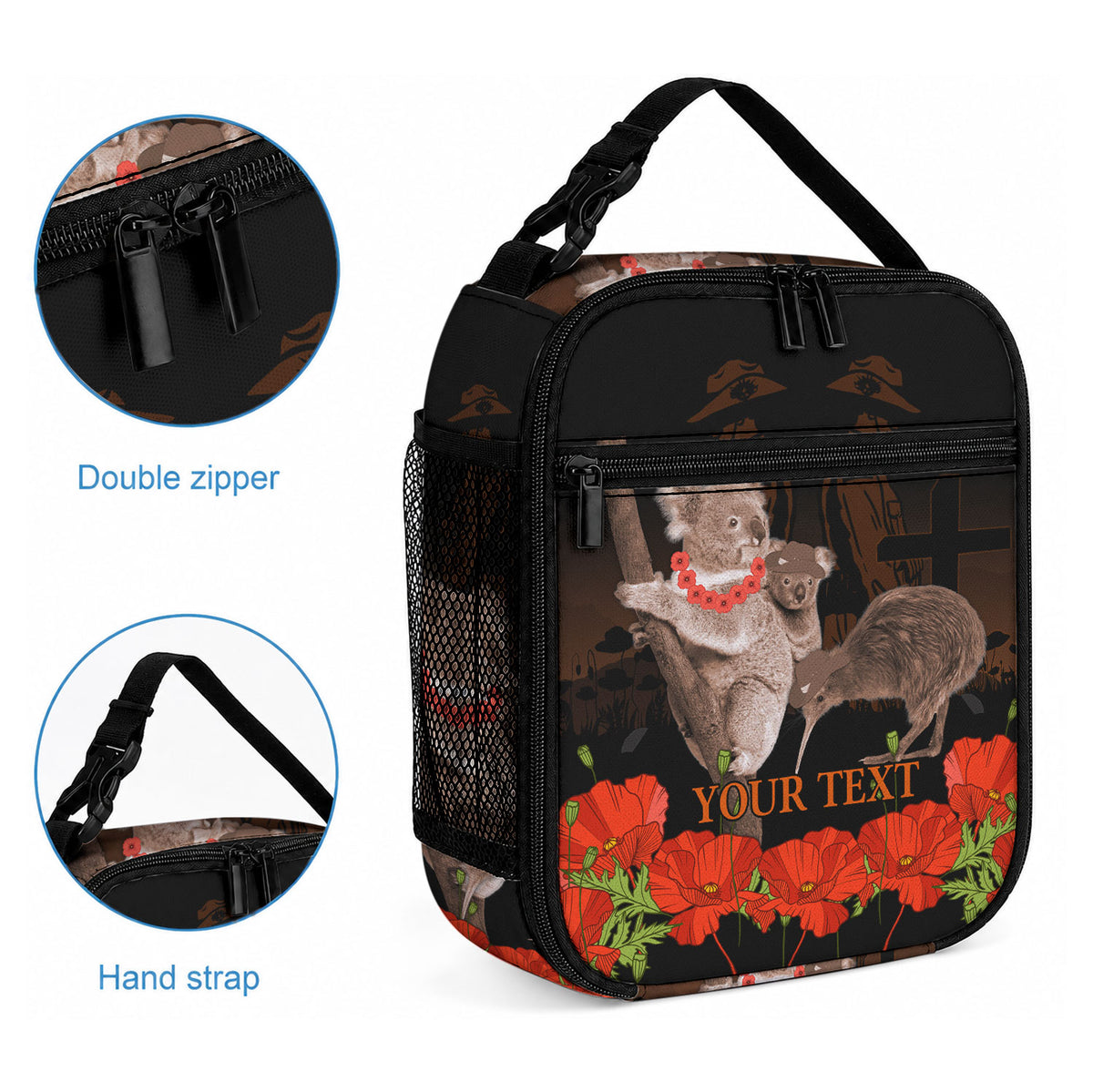Koala and Kiwi Bird ANZAC Day Custom Lunch Bag Soldier Style LT9 - Polynesian Pride