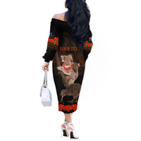 Koala and Kiwi Bird ANZAC Day Custom Off The Shoulder Long Sleeve Dress Soldier Style LT9 - Polynesian Pride