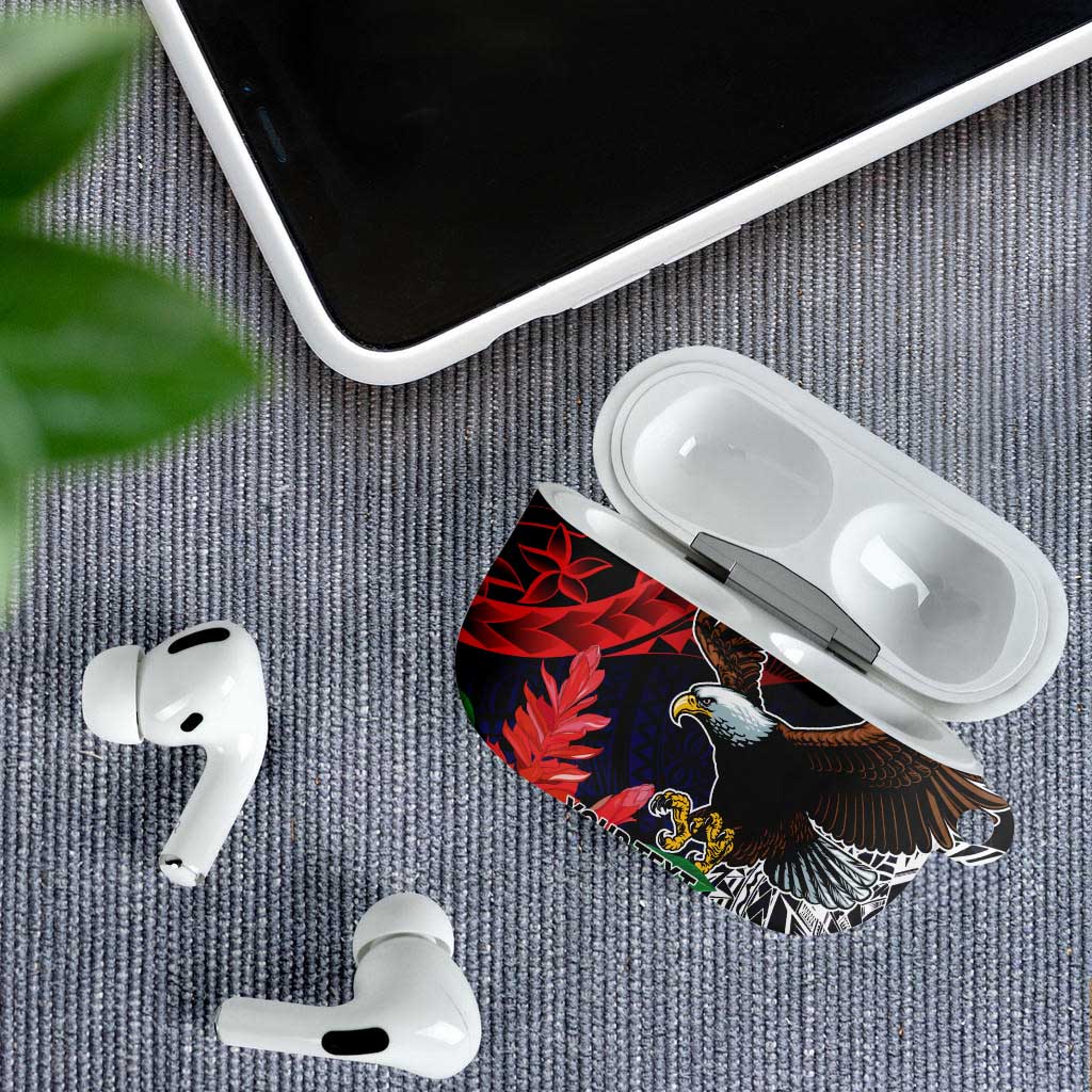 American Samoa Bald Eagle Personalized AirPods Case Samoa Muamua Le Atua - Polynesian Pride