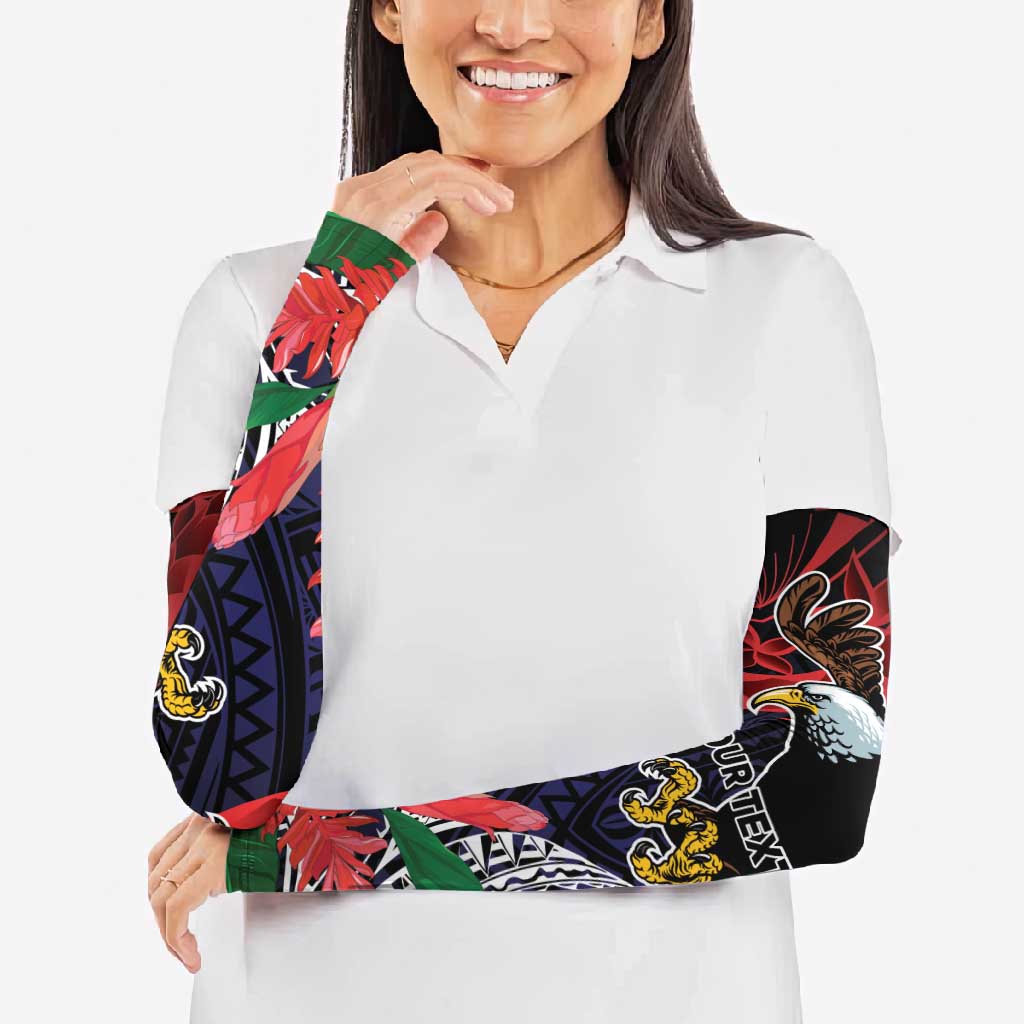 American Samoa Bald Eagle Personalized Arm Sleeves Samoa Muamua Le Atua - Polynesian Pride