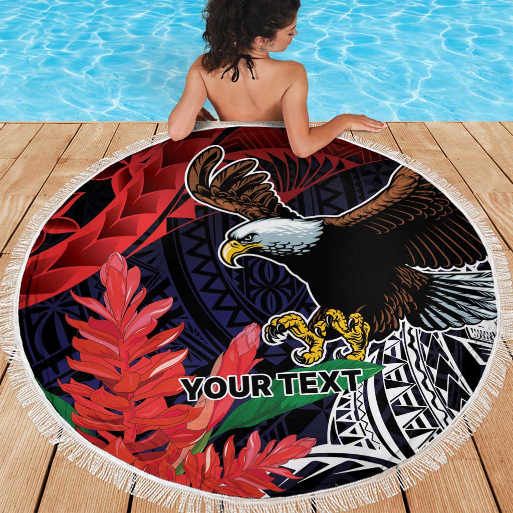 American Samoa Bald Eagle Personalized Beach Blanket Samoa Muamua Le Atua