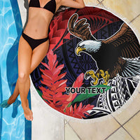 American Samoa Bald Eagle Personalized Beach Blanket Samoa Muamua Le Atua